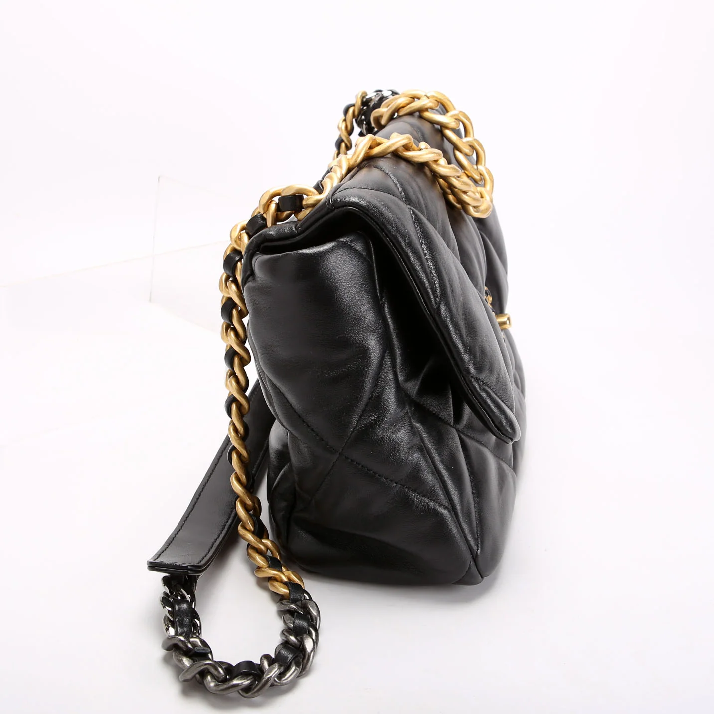 CHANEL Quilted Goatskin 19 Large Flap RFID Black