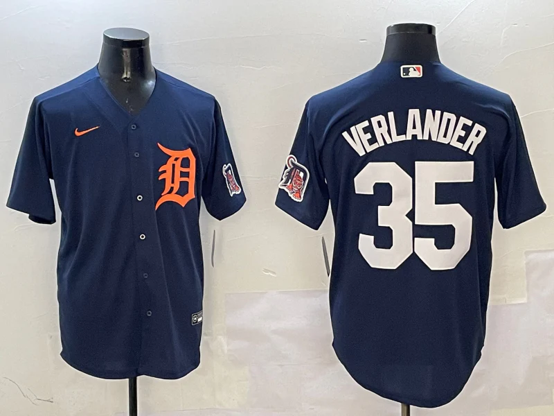 Men's Detroit Tigers Justin Verlander #35 Navy Limited Player Jersey