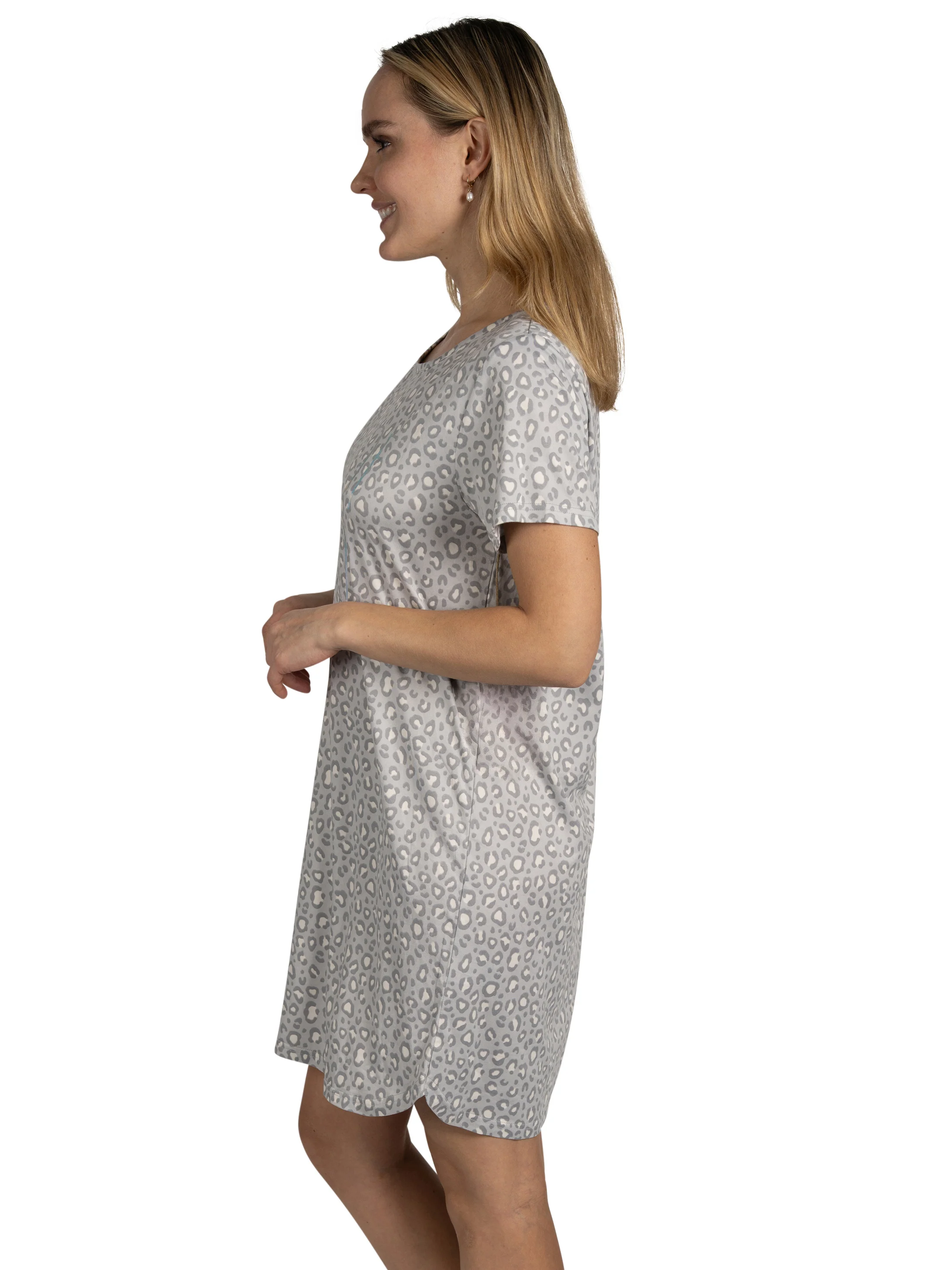Women's 2-Pack Short Sleeve Shirttail Nightshirts Grey 
