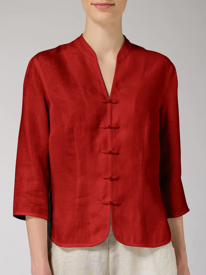Cotton And Linen Waist Slim Small Coat