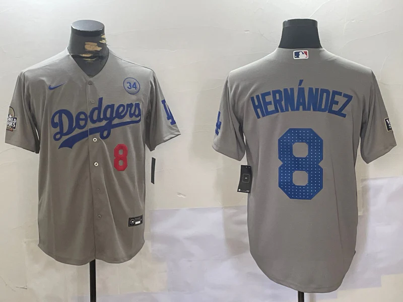 Men's Los Angeles Dodgers Enrique Hernandez #8 Gray Game Jersey