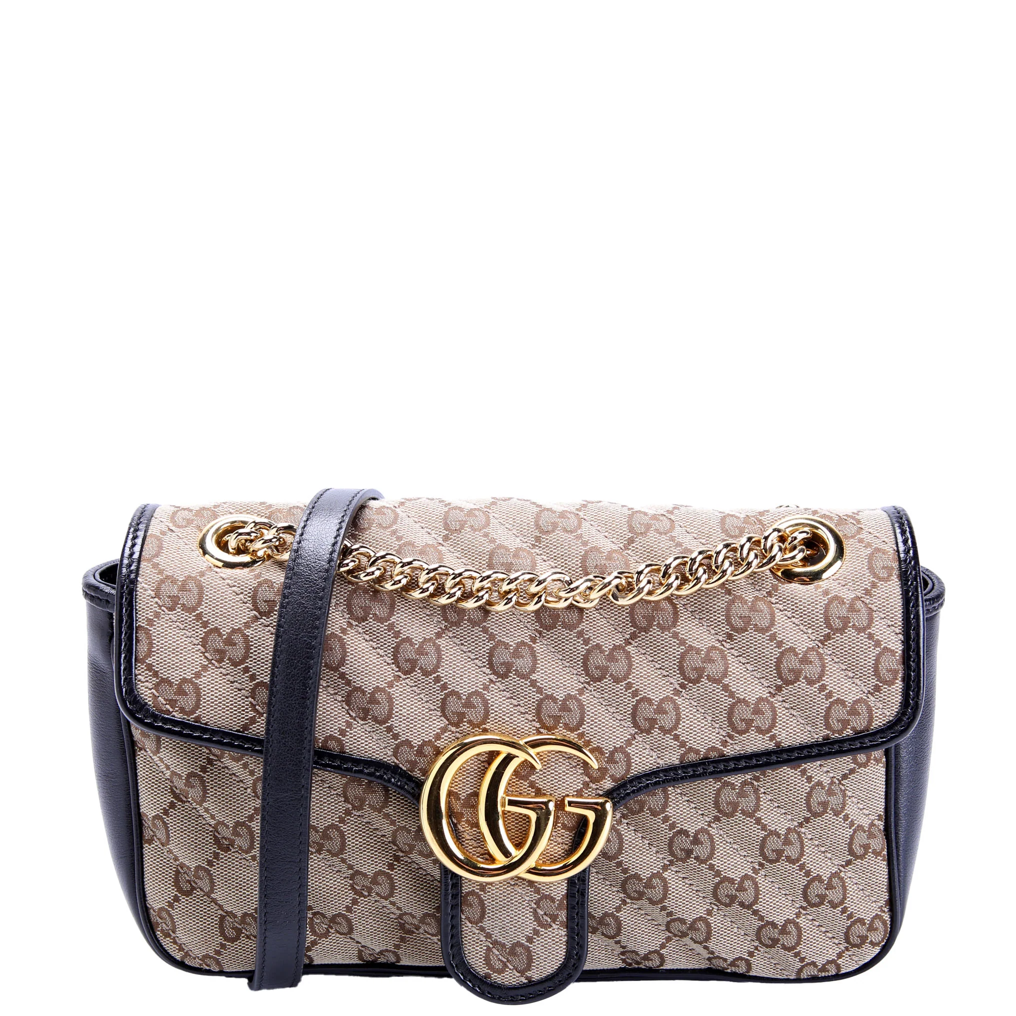 GUCCI 443497 Mamront GG Canvas Shoulder Small Flap Black