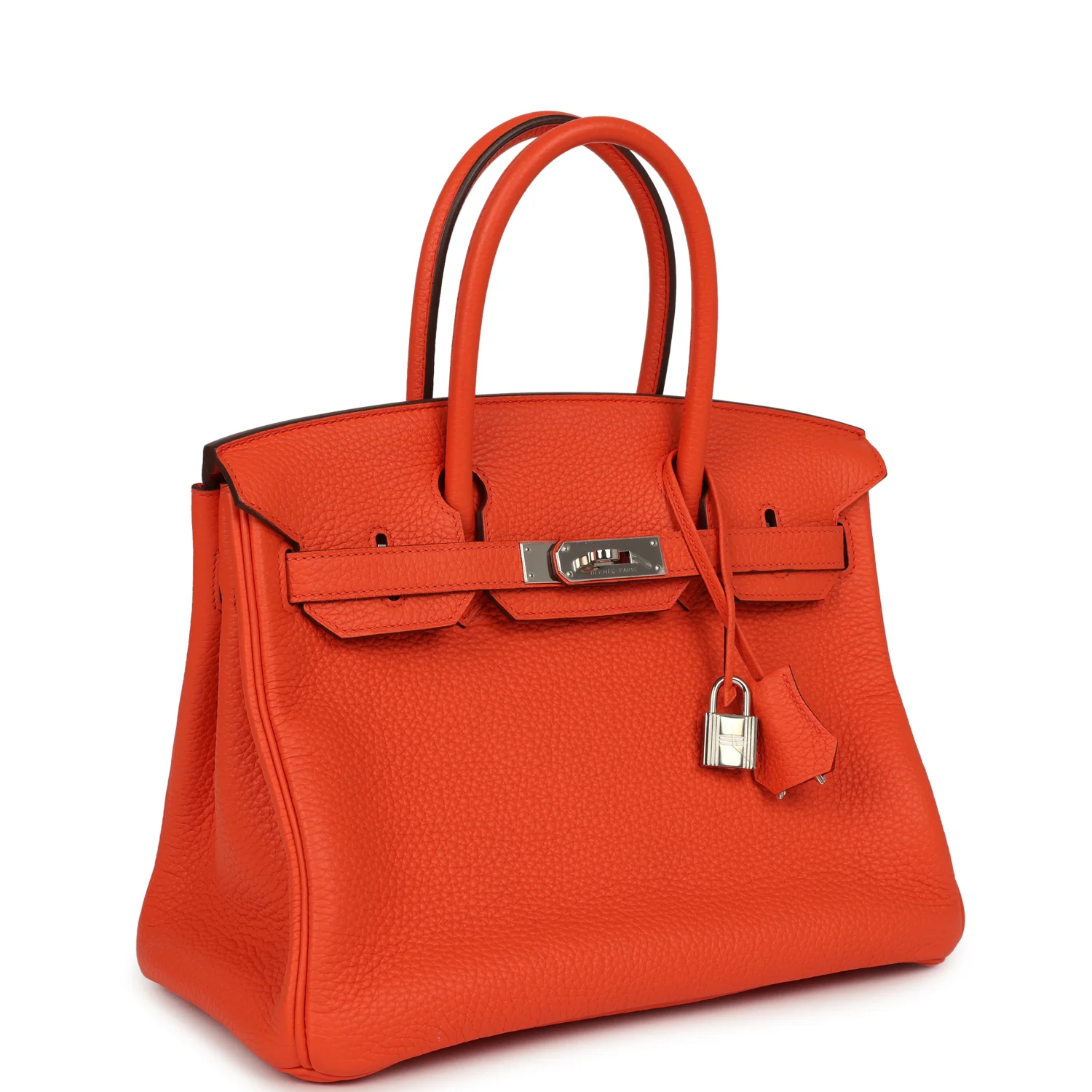 Hermes Birkin 30 Orange Poppy Clemence Palladium Hardware