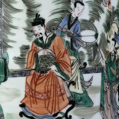 Kangxi Signed Old Chinese Wucai Brush Pot W/figure CK536