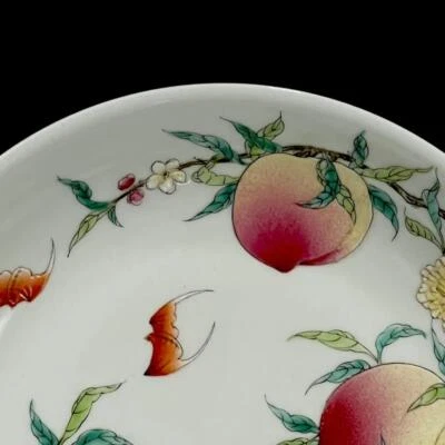 Yongzheng Signed Old Chinese Famille Rose Dish Plate W/peach Q14