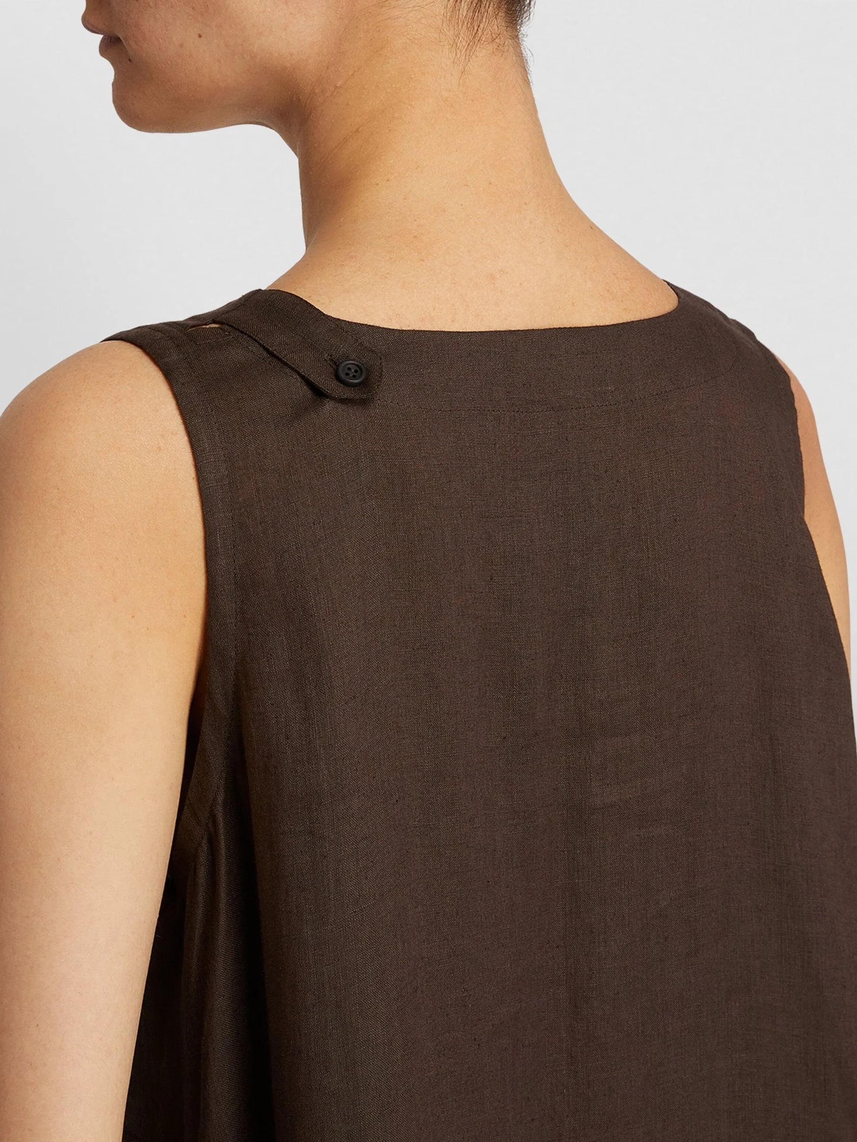 Cotton Linen Thin Sleeveless Midi Dress