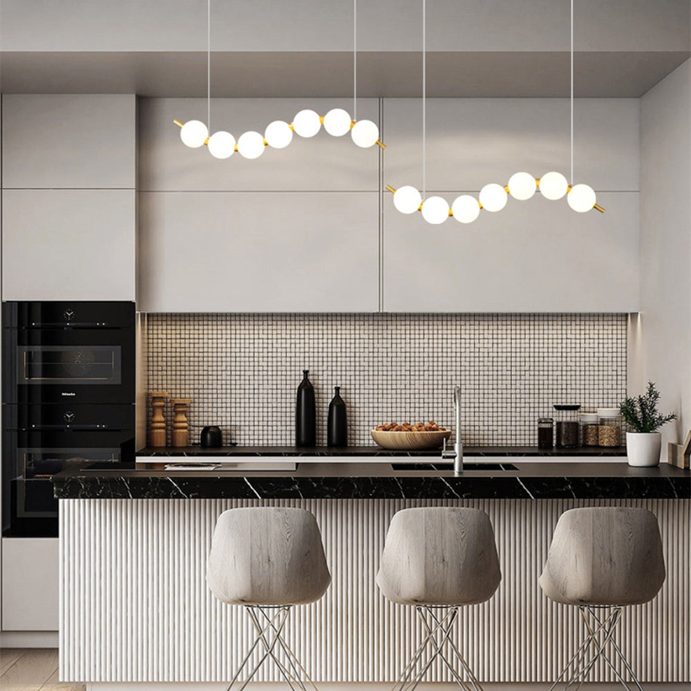 Minimalist White Ball Brass LED Pendant Light For Dining Room