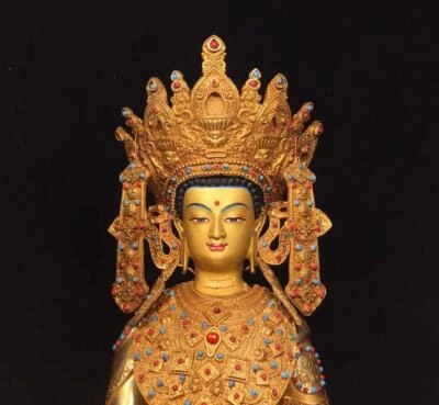 37CM Old Chinese Bronze Statue Buddha N1684