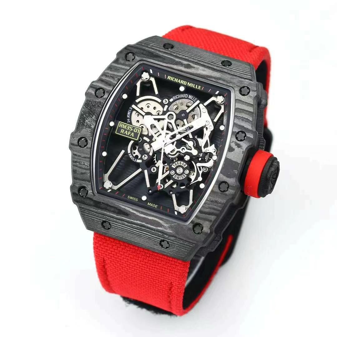 【7A Quality】Best Swiss Replica Richard Mille RM 35-01 Rafael Nadal Watch – Carbon Fiber Case