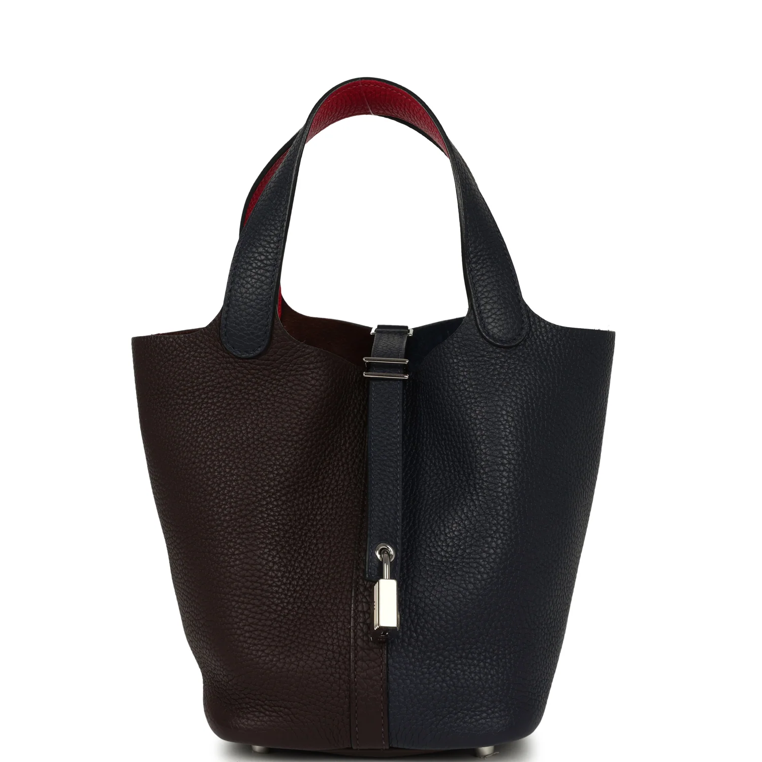 HERMÈS Picotin 18 Casaque Bleu Nuit, Rouge Sellier, Framboise Clemence Palladium Hardware