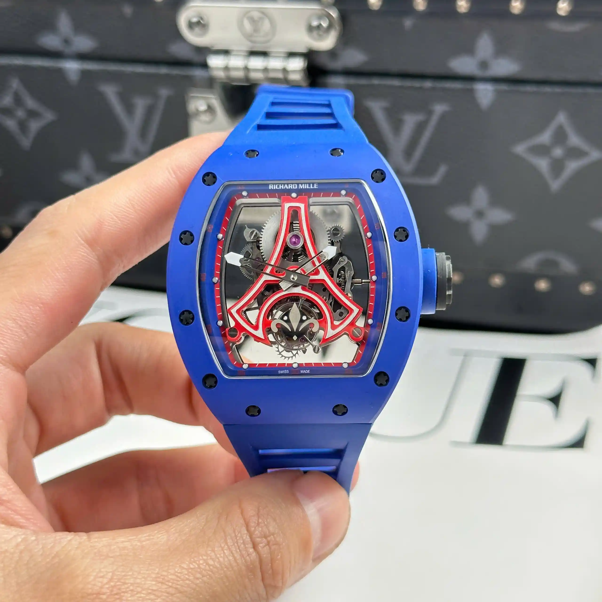 【7A Quality】Richard Mille Best Copies Watch RM52-03 Paris Saint-Germain Tourbillon Ceramic Blue