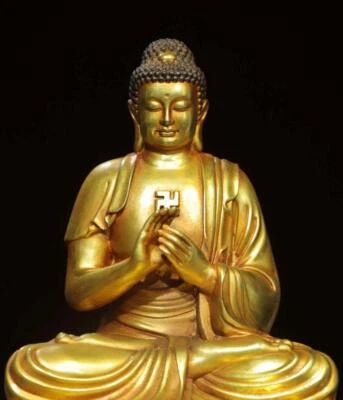 22CM Old Chinese Bronze Statue w/ Buddha N2887