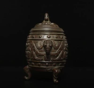 Ming Xuande Signed Old Chinese Bronze or Copper Incense Burner w/dragon