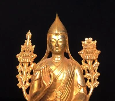 24CM Old Chinese Bronze Gilding Statue Buddha CK211