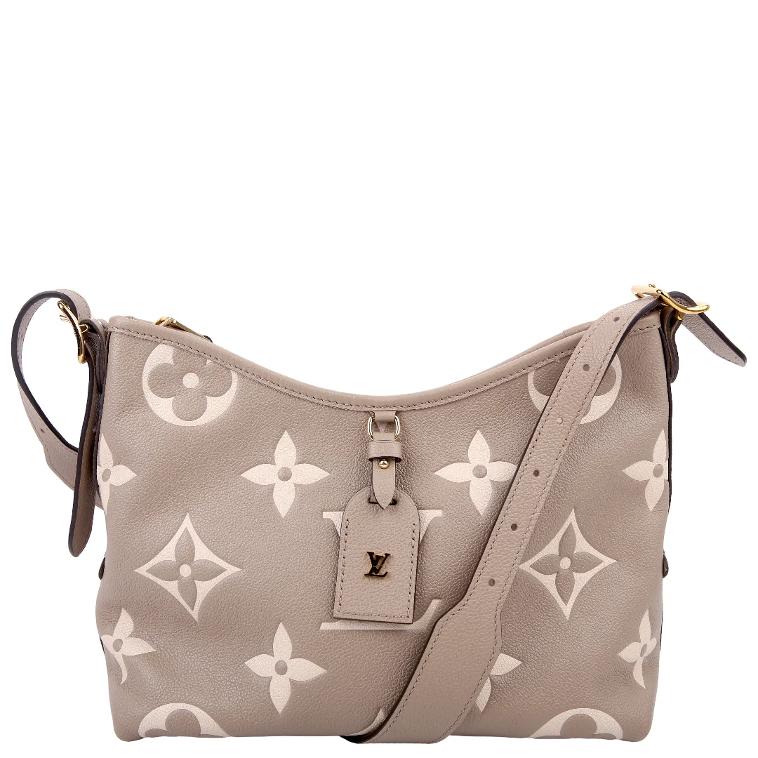 LOUIS VUITTON Carryall PM Zip Bicolor Empreinte Taupe/Cream