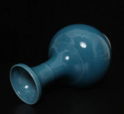 22.5CM Yongzheng Signed Antique Chinese Blue Glaze Vase