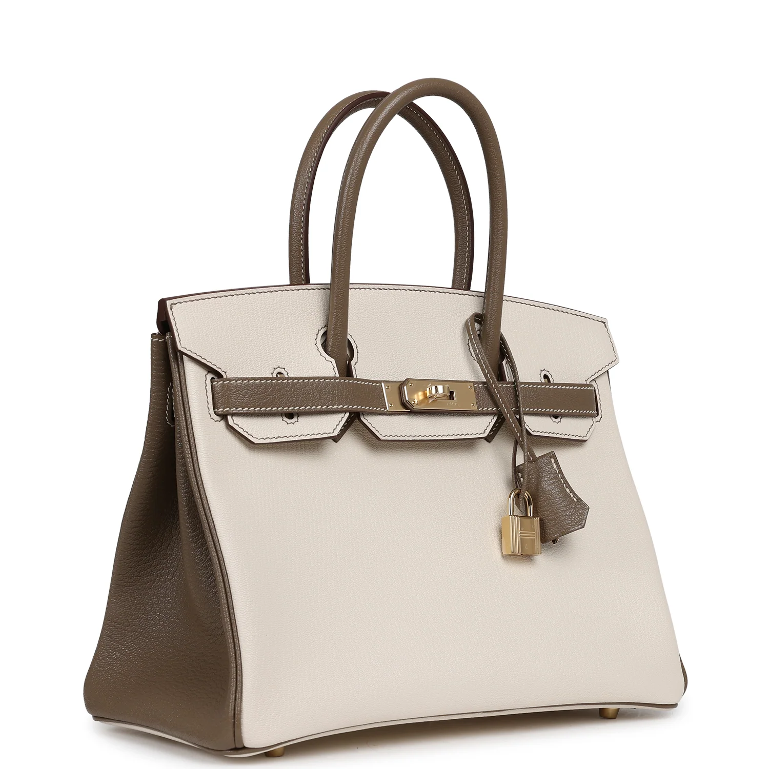 HERMÈS Special Order (HSS) Birkin 30 Nata, Etoupe Chevre Mysore Permabrass Hardware