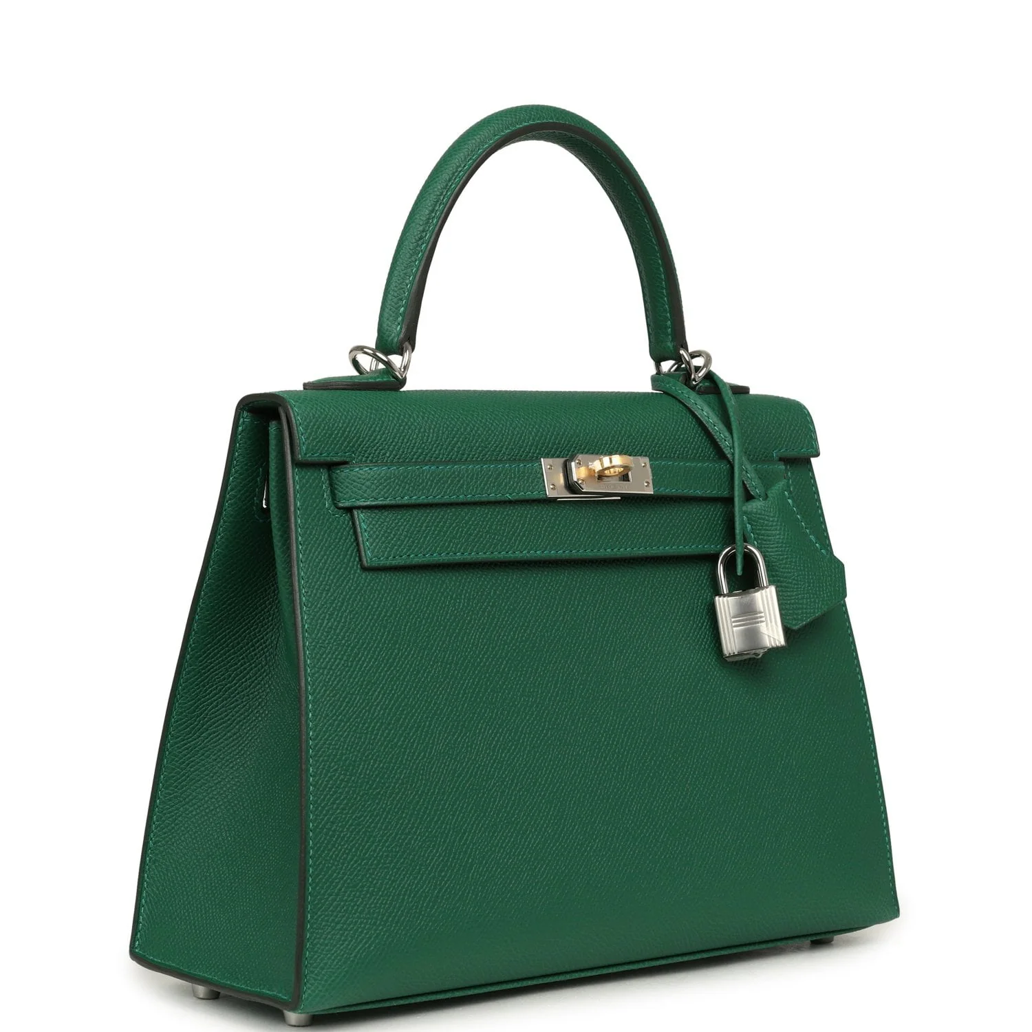 HERMÈS Kelly Sellier 25 Vert Moyen Epsom Electrum Hardware