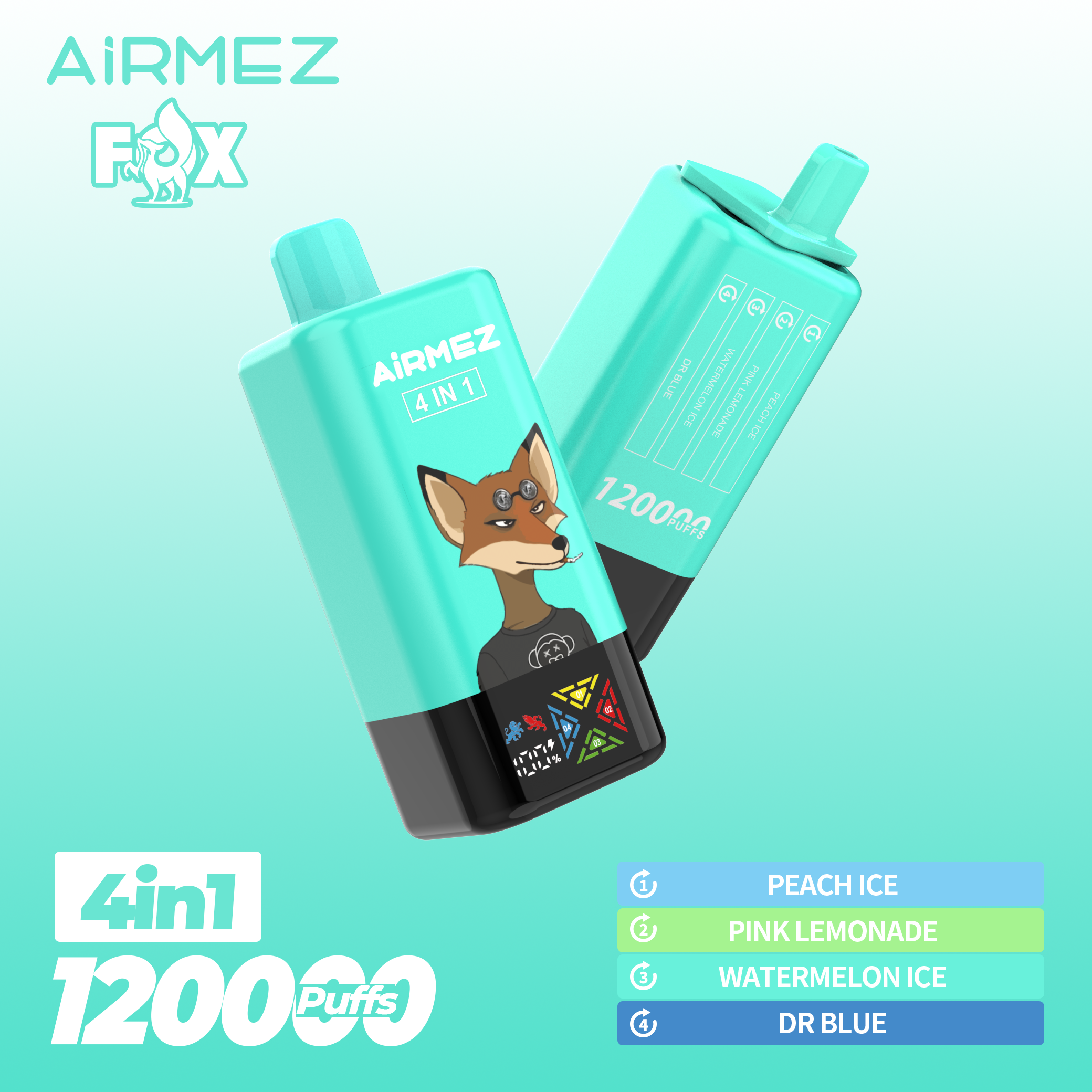 AIRMEZ FOX 120000 Puffs 4 IN 1 Rechargeable Prefilled Device