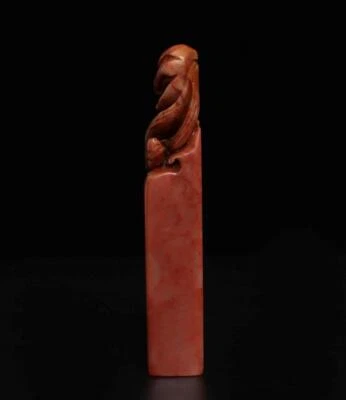 Signed Old Chinese Shoushan Stone Seal Stamp Statue w/bird 111g