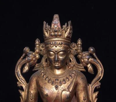 25CM Old Chinese Bronze Statue Buddha N1691