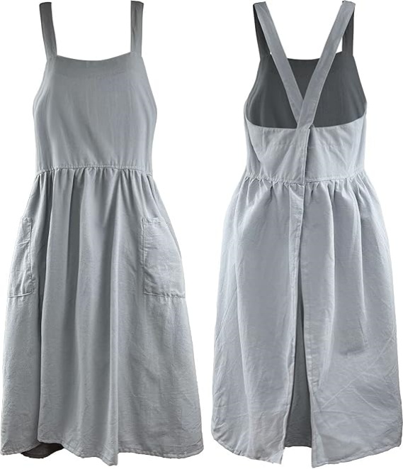 MORWEN Cotton Linen Apron Cross Back Work Apron for Women with Pockets