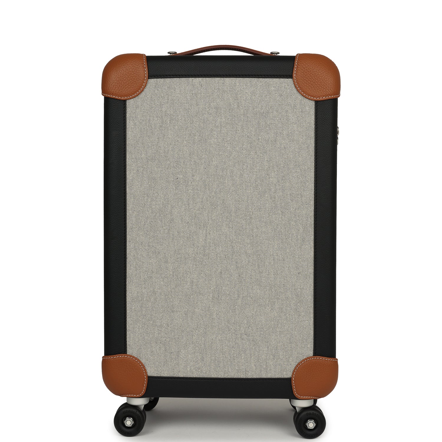 Hermes R.M.S. Cabine Rolling Suitcase Écru, Black Plume H Canvas, Fauve, Black Régate Palladium Hardware