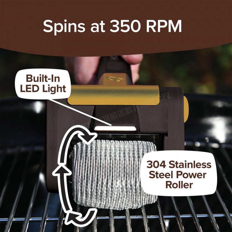 Stainless Steel 304 Roller Grill Brush With Led Light Bristle