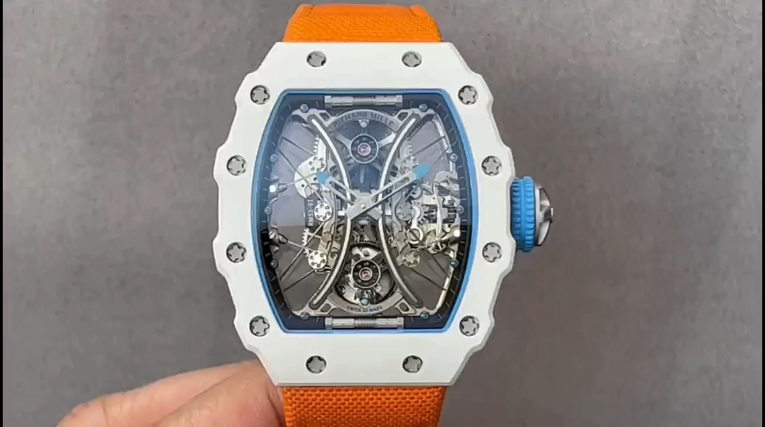 【7A Quality】Richard Mille RM053-01 Pablo MacDonough Skeleton Dial Orange Fabric Strap