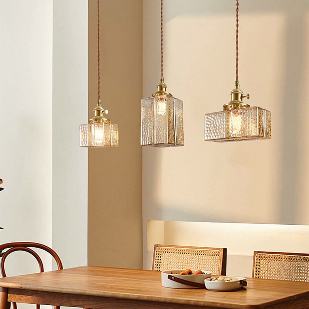 Vintage Glass Clear Dining Room Pendant Light