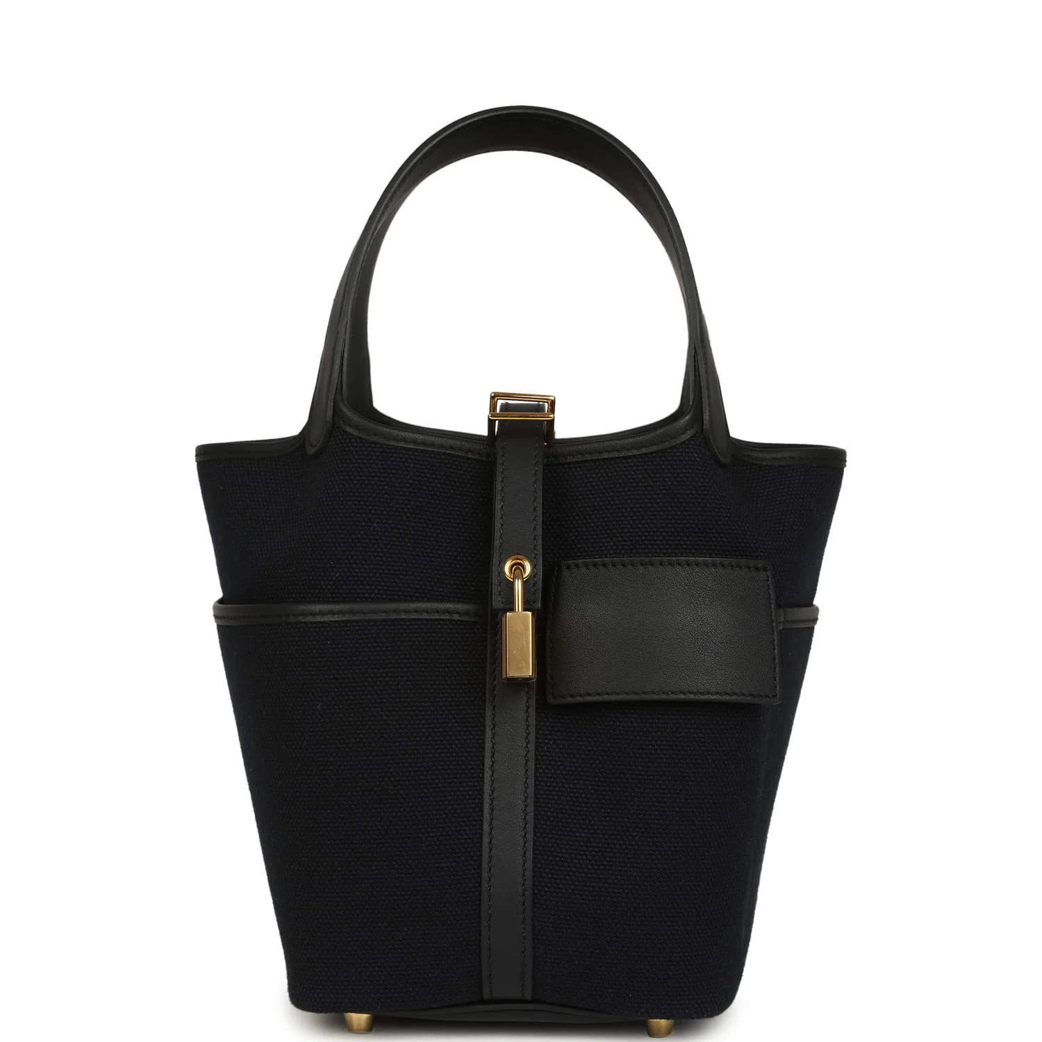HERMÈS Picotin Cargo 18 Black Toile Goeland And Swift Gold Hardware