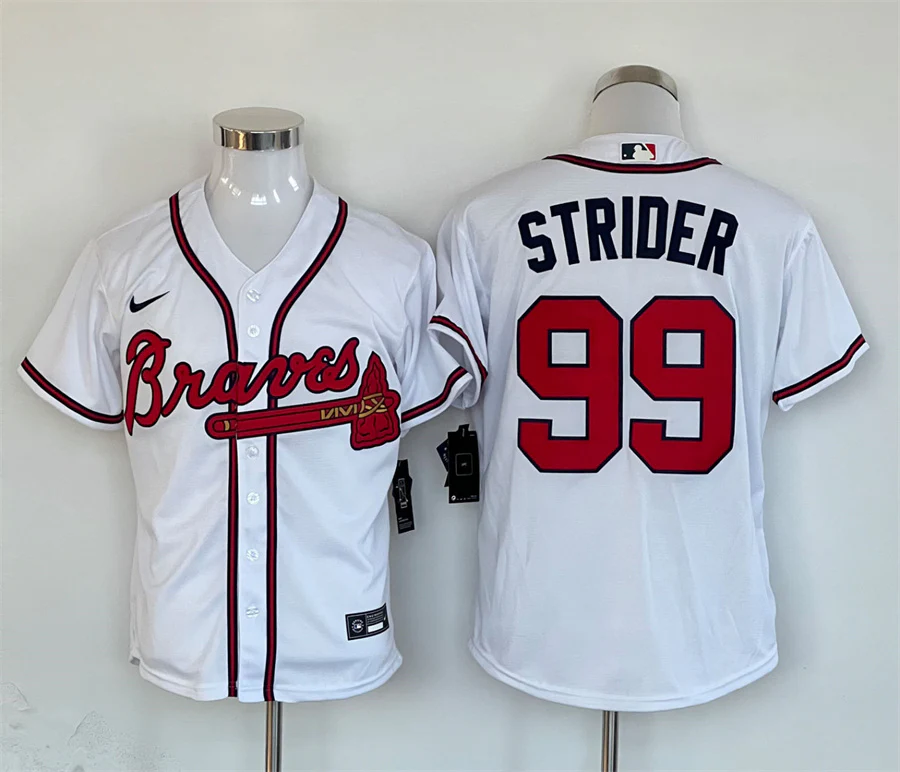 Men's Atlanta Braves Spencer Strider #99 White Replica Player Jersey