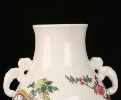 Yongzheng Signed Old Chinese Colour Enamel Vase W/bird N1552