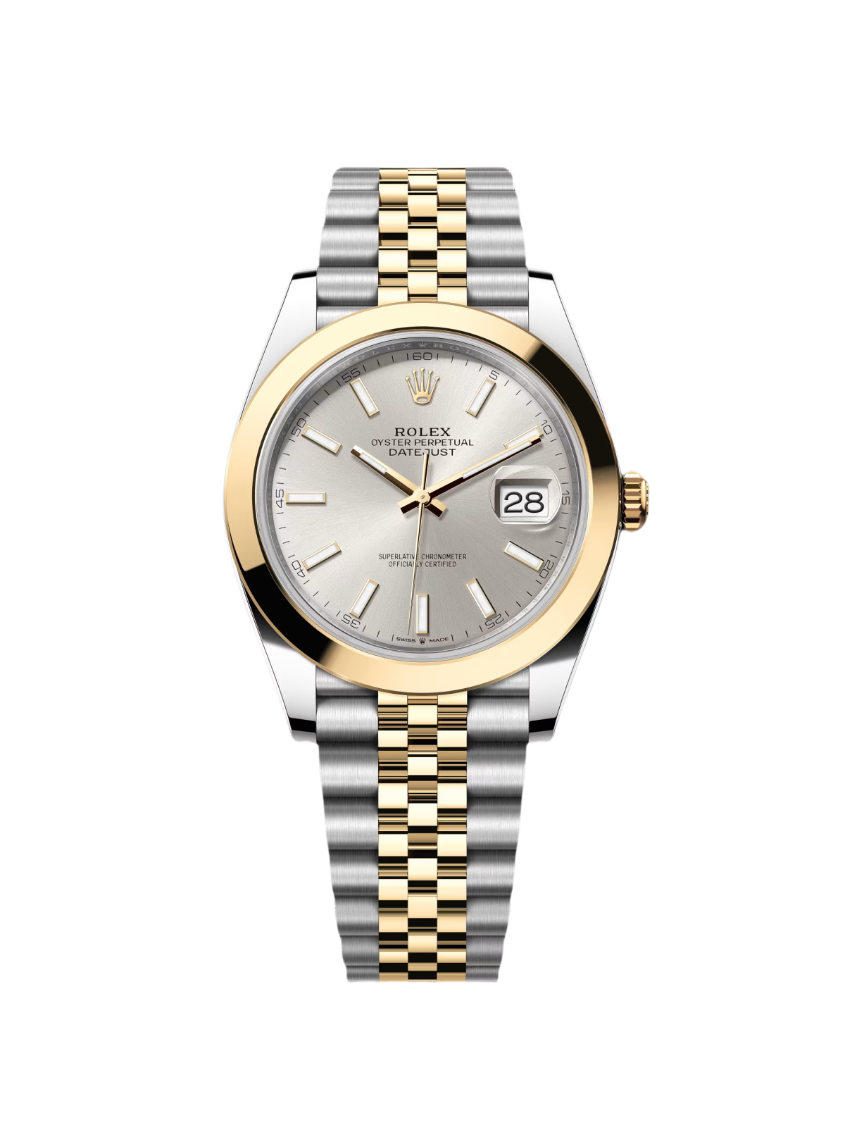 RLX Datejust 41mm 126303 Silver Index Oyster Steel and Yellow Gold Mens Watch