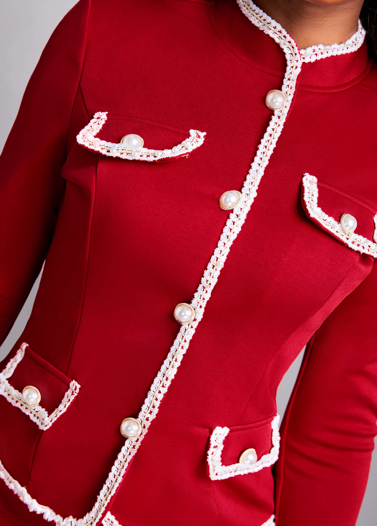 Stand Collar Contrast Binding Suit