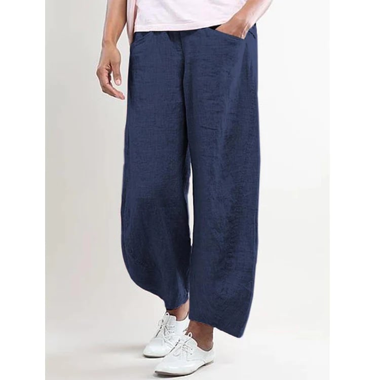 Cotton-Linen Daily Pocket Cropped Pants
