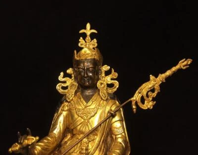 24.5CM Old Chinese Bronze Gilding Statue Buddha CK345