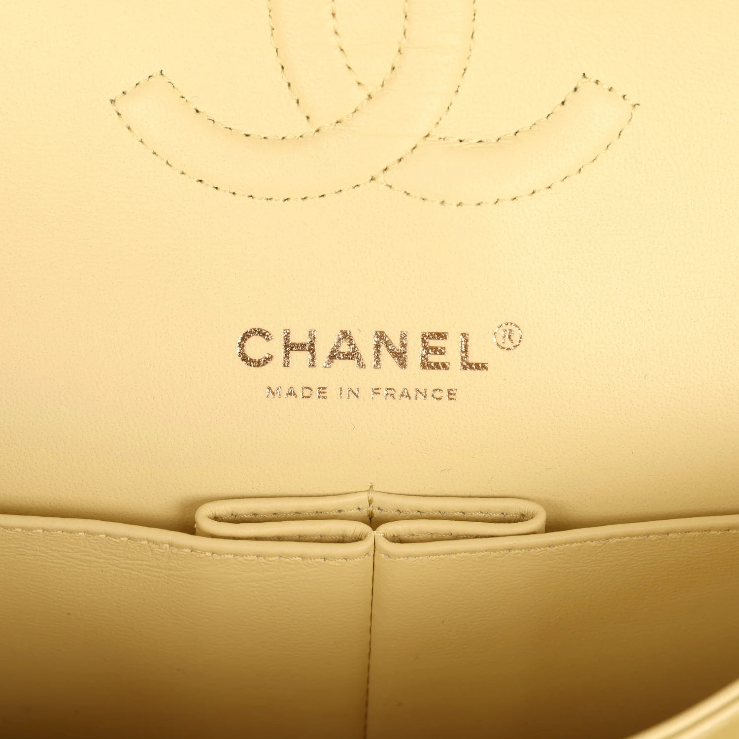 Chanel Medium Classic Double Flap Ombre Yellow Pearly Goatskin Gold Hardware