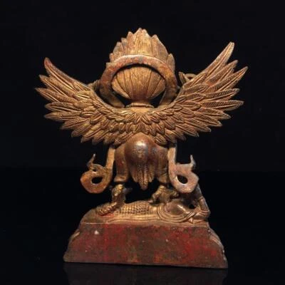 18CM Old Chinese Bronze Statue Garuda Q770