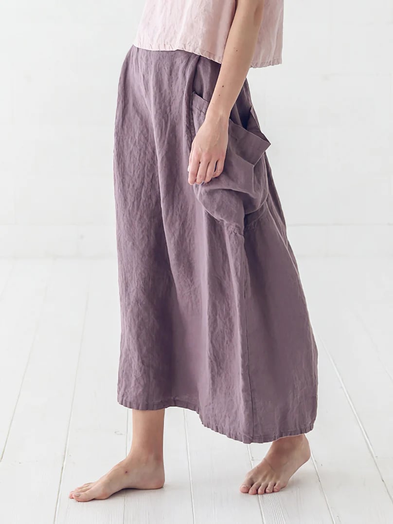 Women Solid Large Pockets Skirt