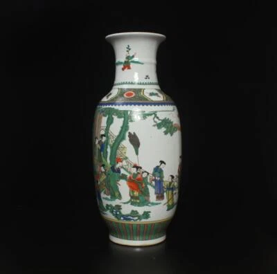 46CM Kangxi Signed Old Antique Chinese Famille Rose Vase W/figure