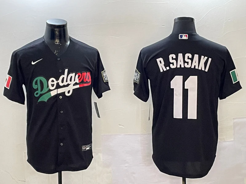 Men's Los Angeles Dodgers Roki Sasaki #11 Black Alternate Replica Player Jersey