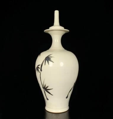 30CM Old Chinese Ding Yao Ding Kiln Vase w/bamboo Q1120