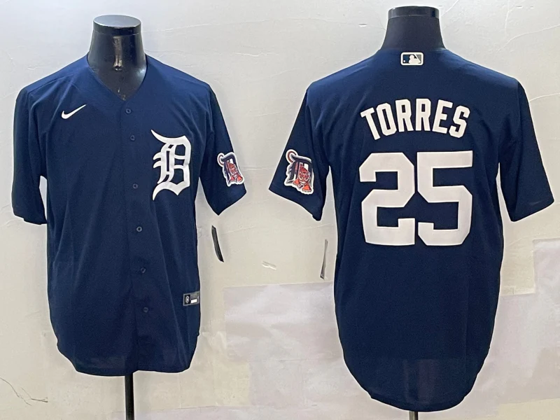 Men's Detroit Tigers Gleyber Torres #25 Navy Replica Player Jersey