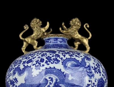51CM Qianlong Signed Old Chinese Blue and White Vase w/dragon N3936