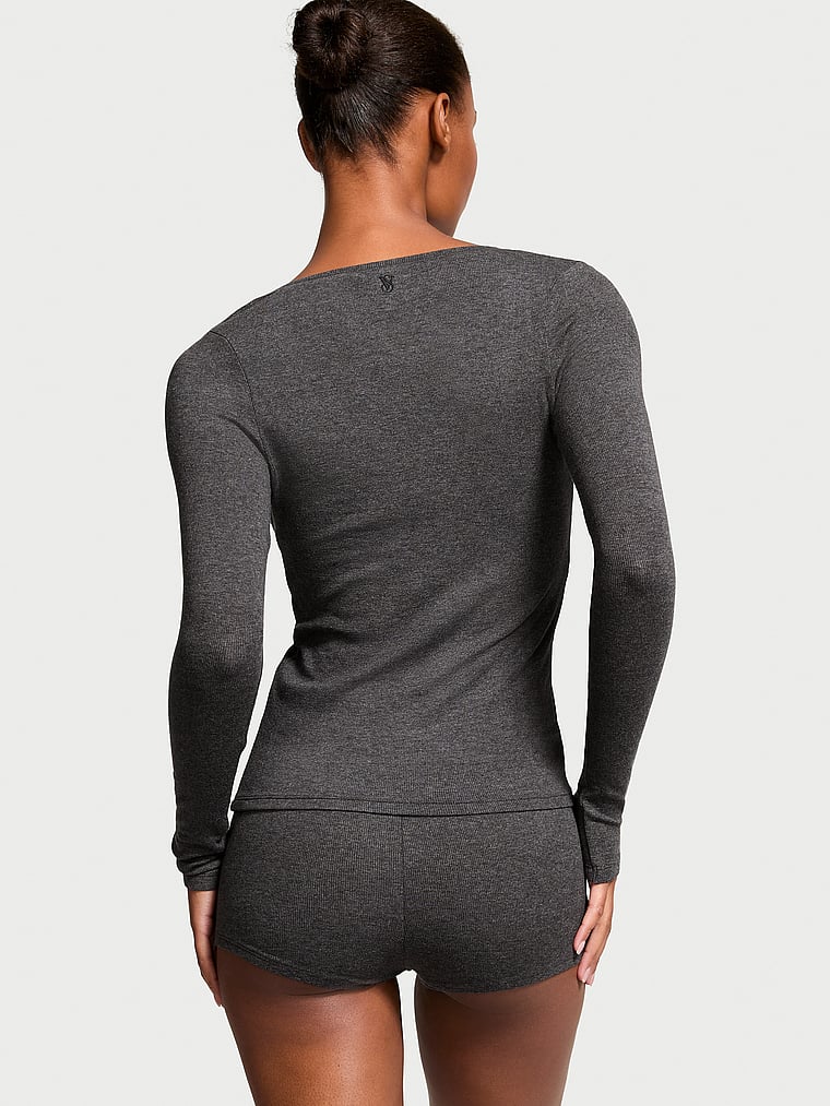 Victoria's Secret Ribbed Modal Scoop Long-Sleeve Shortie Set