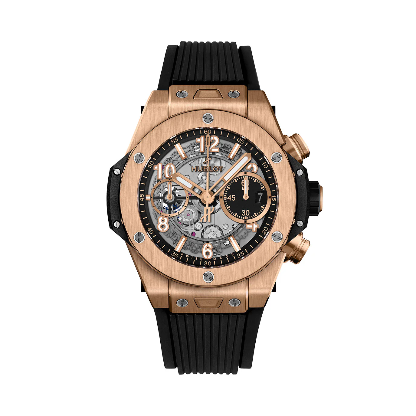 Hublot Big Bang Unico King Gold Watch 441.OX.1181.RX 42mm Black Skeleton Dial  Black Rubber Strap