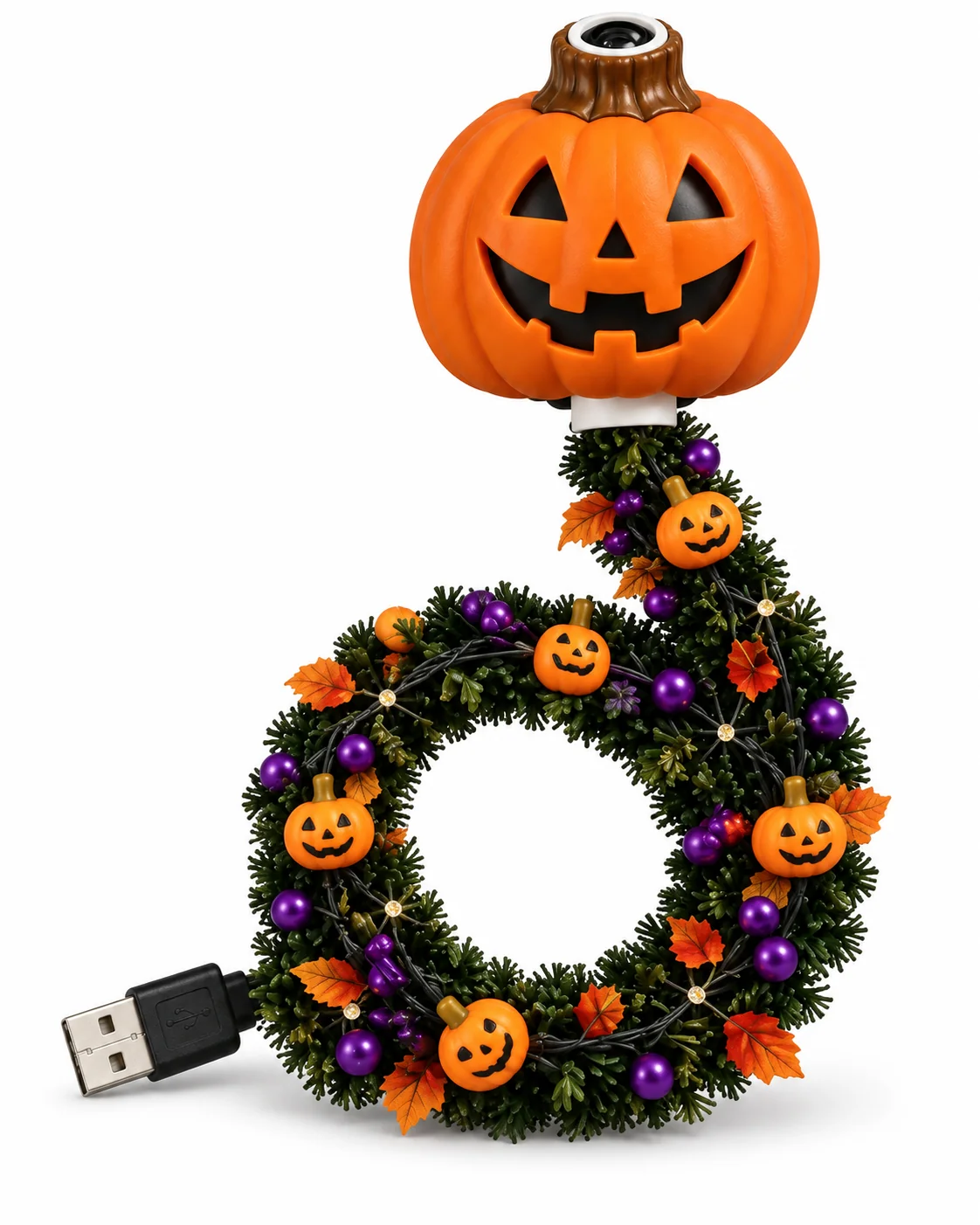 Halloween Edition pumpkin projector wreath