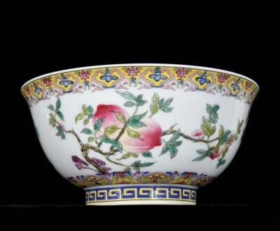 Kangxi Signed Old Chinese Colour Enamel Bowl W/peach N3294