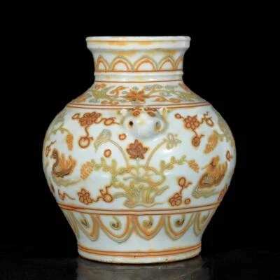 26CM Old Chinese Wucai Pot W/duck N3640